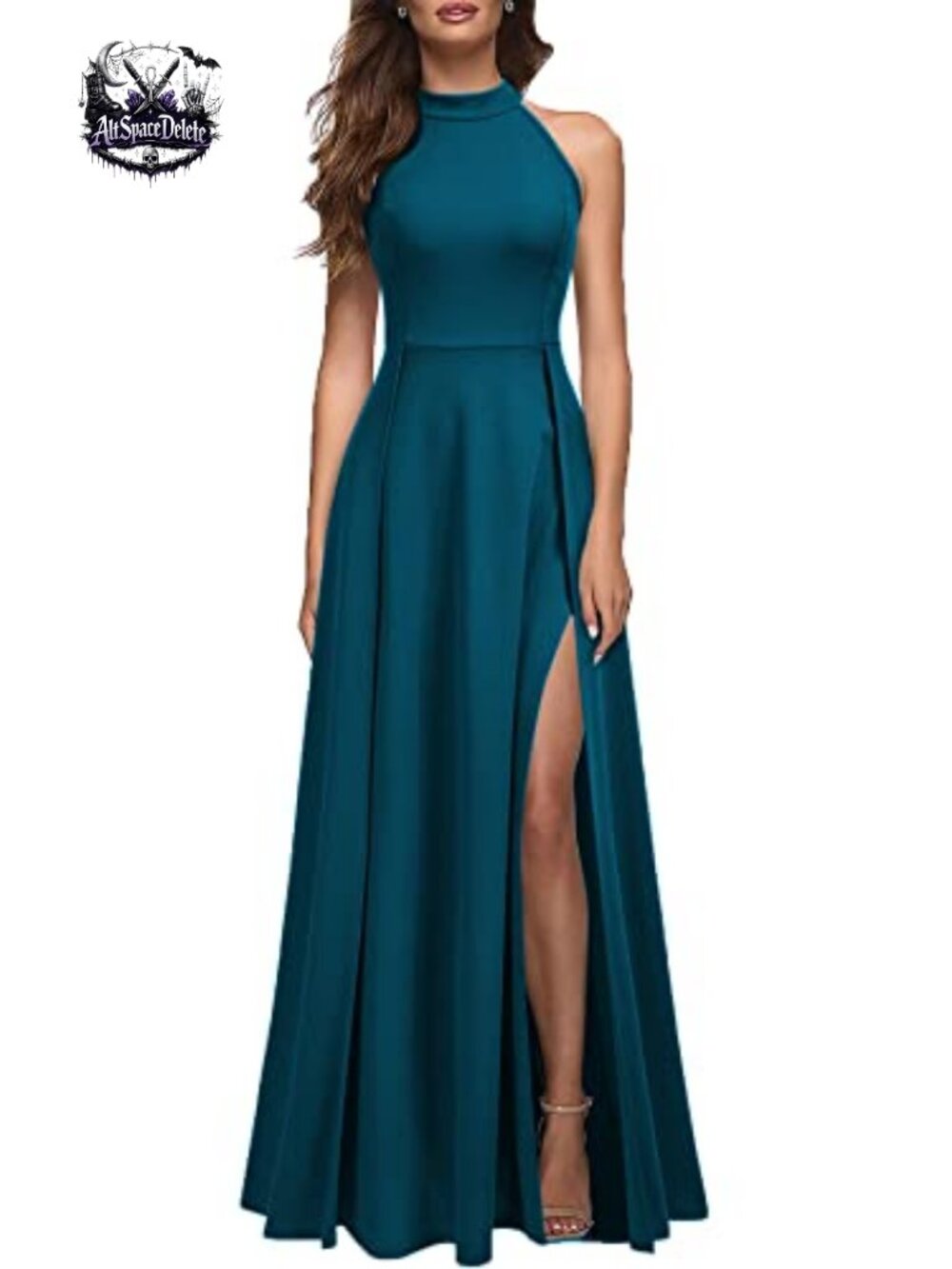 Women's Halter Neck Bodycon Maxi Dress High Waist Split Formal Cocktail